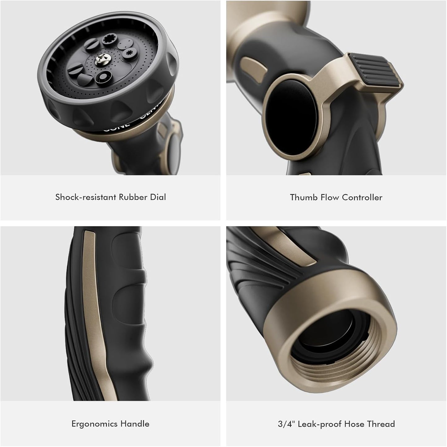 RESTMO Heavy Duty Hose Nozzle - Metal Water Sprayer with 9 Spray Patterns | High Pressure & Thumb Flow Control