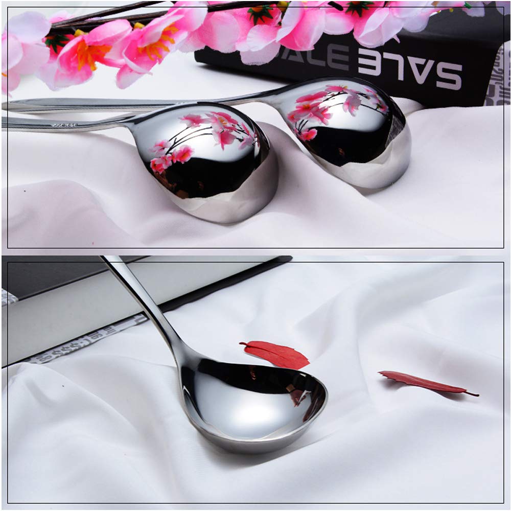 Wenkoni Small Ladles,Sauce,Gravy Soup Spoons Ladles,4 Pack SUS 304 Non-magnetic Stainless Steel 8'' (Color:Silver).