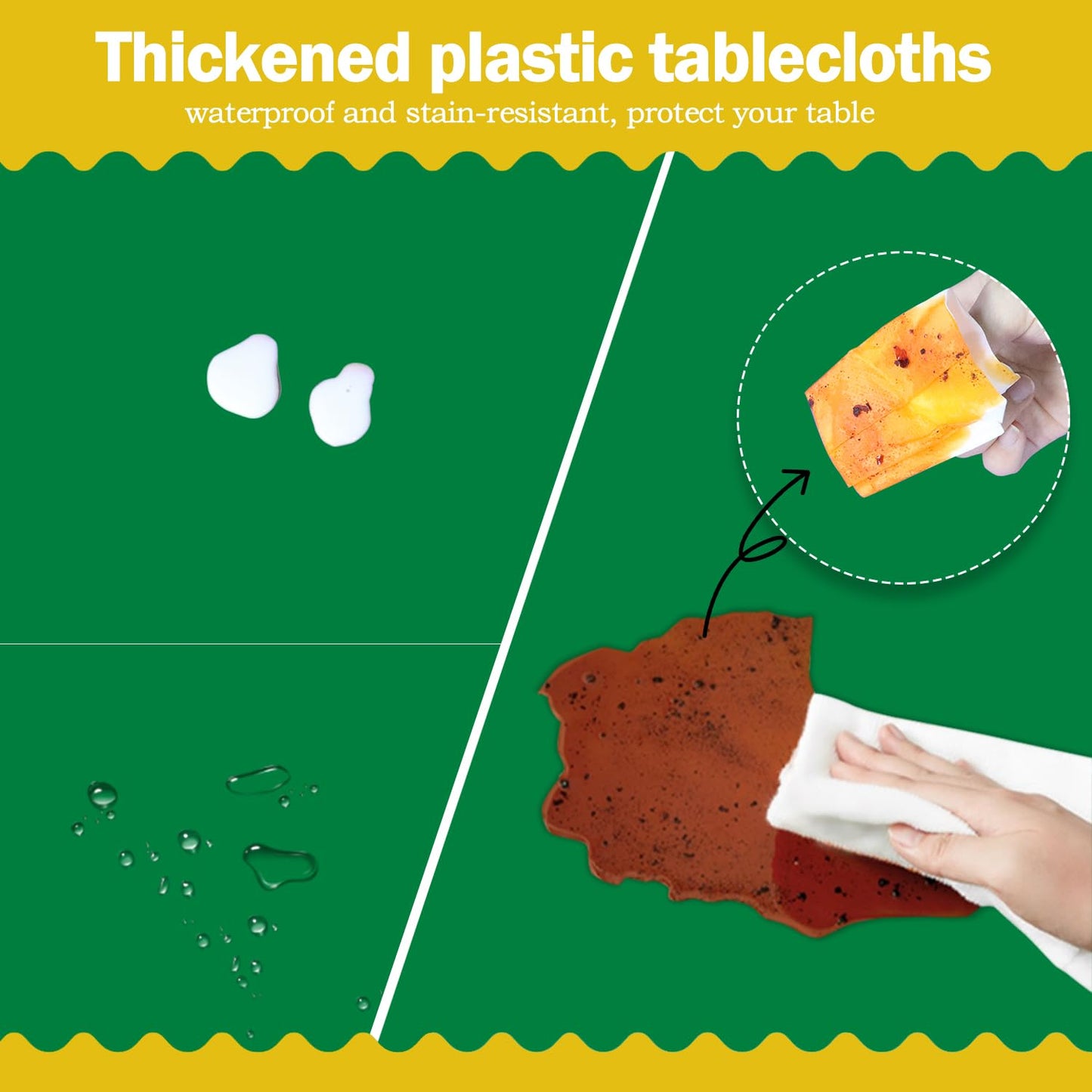 tujol Green 6 Pack Plastic Table Cloth 54" x 108", Disposable Tablecloths Rectangle Table Cover, Plastic Tablecloth for Parties