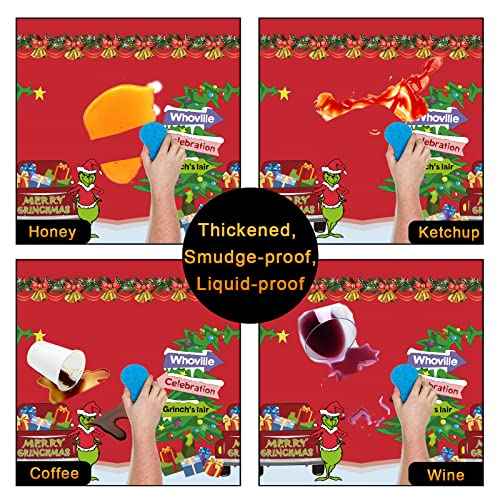 Christmas Tablecloths, Large Rectangular Disposable Tablecloth 52 by 110inch Premium Table Green and Red Plastic Tablecloth for Christmas Decoration