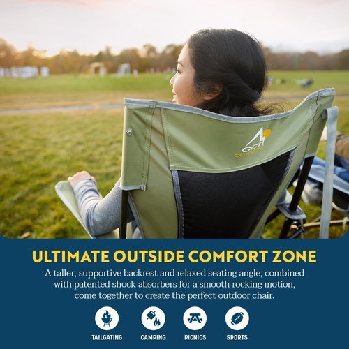 GCI Outdoor Comfort Pro Rocker - Collapsible Rocking Chair for Camping | Indigo Blue Color