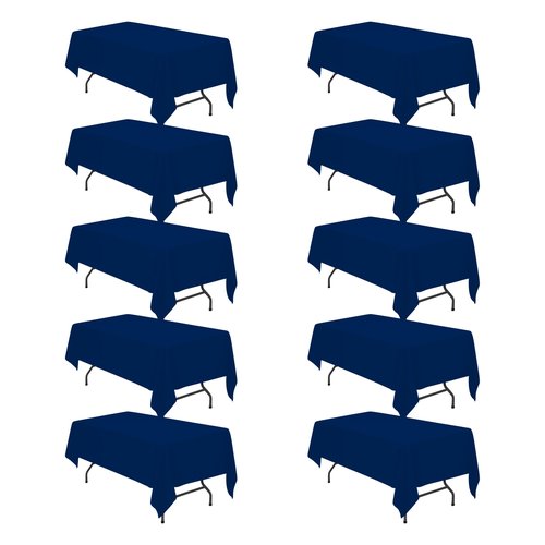 BRILLMAX 10 Pack Navy Blue Tablecloths 60 x 102 Inch for 6ft Rectangle Tables - 150 GSM Polyester Fabric, 15" Standard Drop, Water, Stain & Wrinkle Resistant Cloth Cover for Wedding Dining Buffet