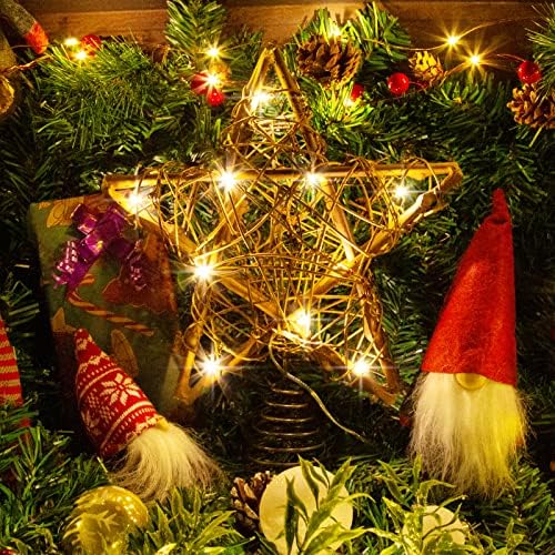 Christmas Tree Topper Farmhouse Decor Decorations Rattan Natural Star