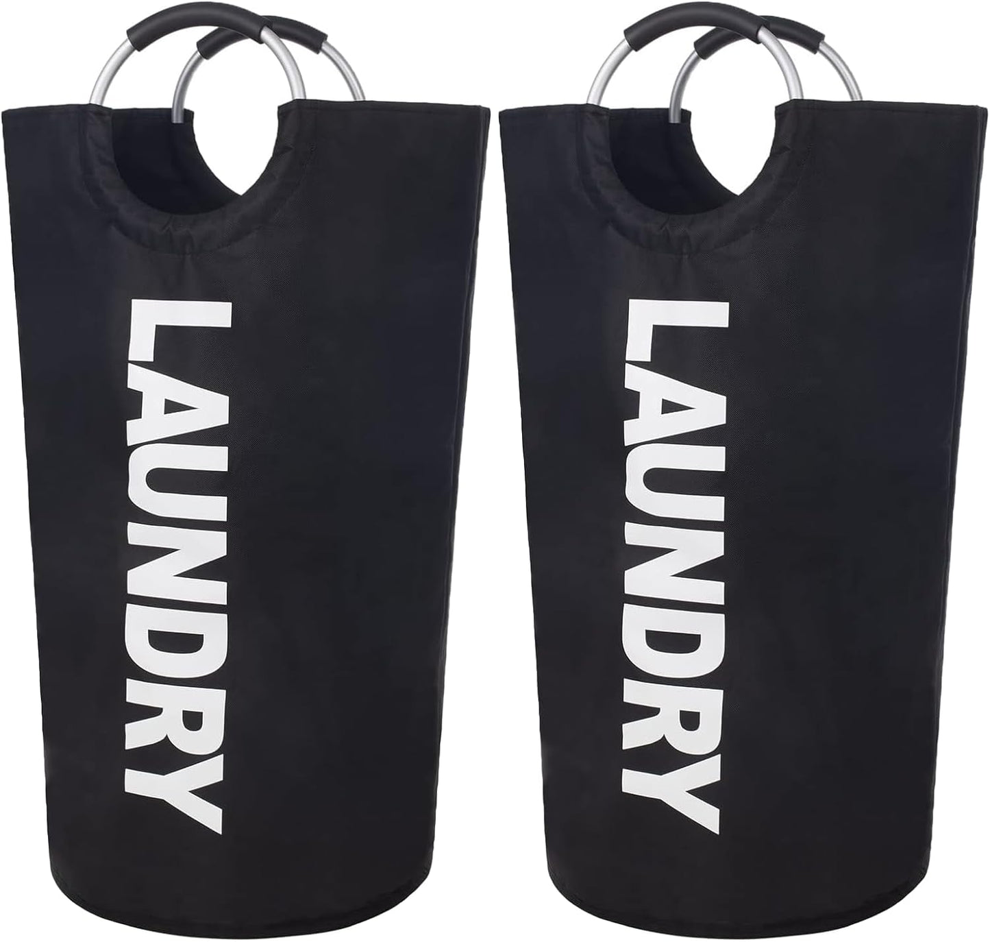 Regine Switzerland 90L Waterproof Laundry Basket - Durable Hamper with Foam Handles | Black, 2 Pack