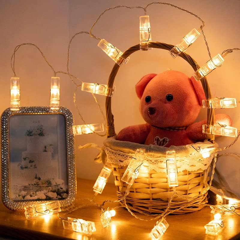 Skiennix LED Photo Clip String Lights - 40 LEDs Fairy Twinkle Lights for Home Decor | 14 Feet, Warm White