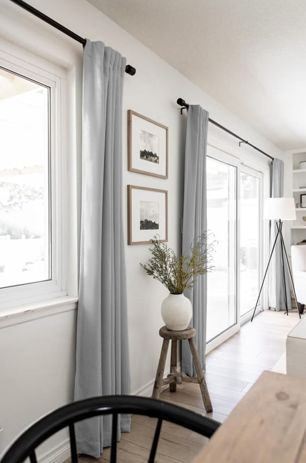 Skiennix 100% Blackout Linen Curtains - Thermal Insulated Drapes for Bedroom | 50" W x 72" L, Grey