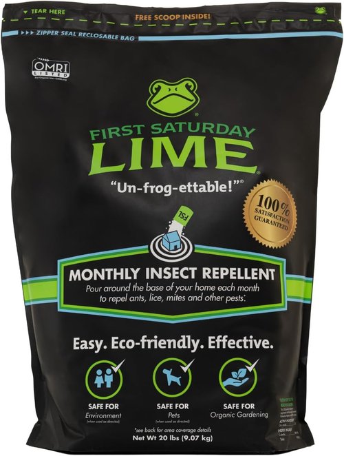 First Saturday Lime Insect Deterrent - 20LB Bag | Monthly Outdoor Insect Shield | Effective Ant & Pest Control