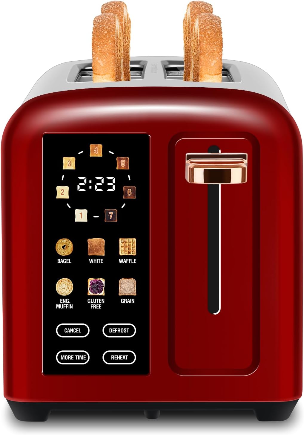 SEEDEEM 2-Slice Toaster - Touch Screen, Fast Heating, 7 Shade Settings, 1.5” Wide Slots, Dark Cherry