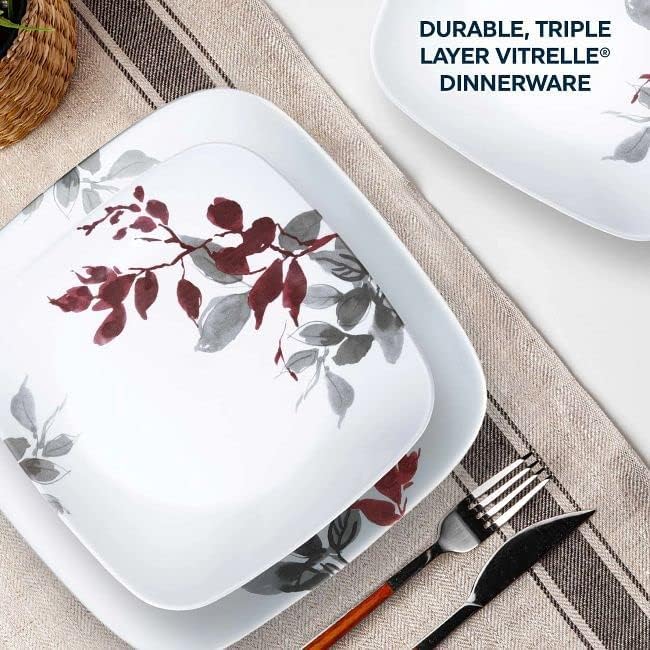Corelle Kyoto Leaves 16-Piece Dinnerware Set for 4 - Chip & Break Resistant