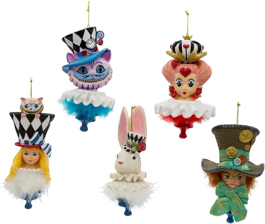 Kurt Adler 6.25-Inch Resin Hollywood Hats Ornament Set - 5 Unique Designs for Festive Decor