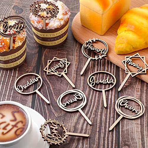 10 Pcs Cheese Labels Markers for Charcuterie Board Accessories, Wood