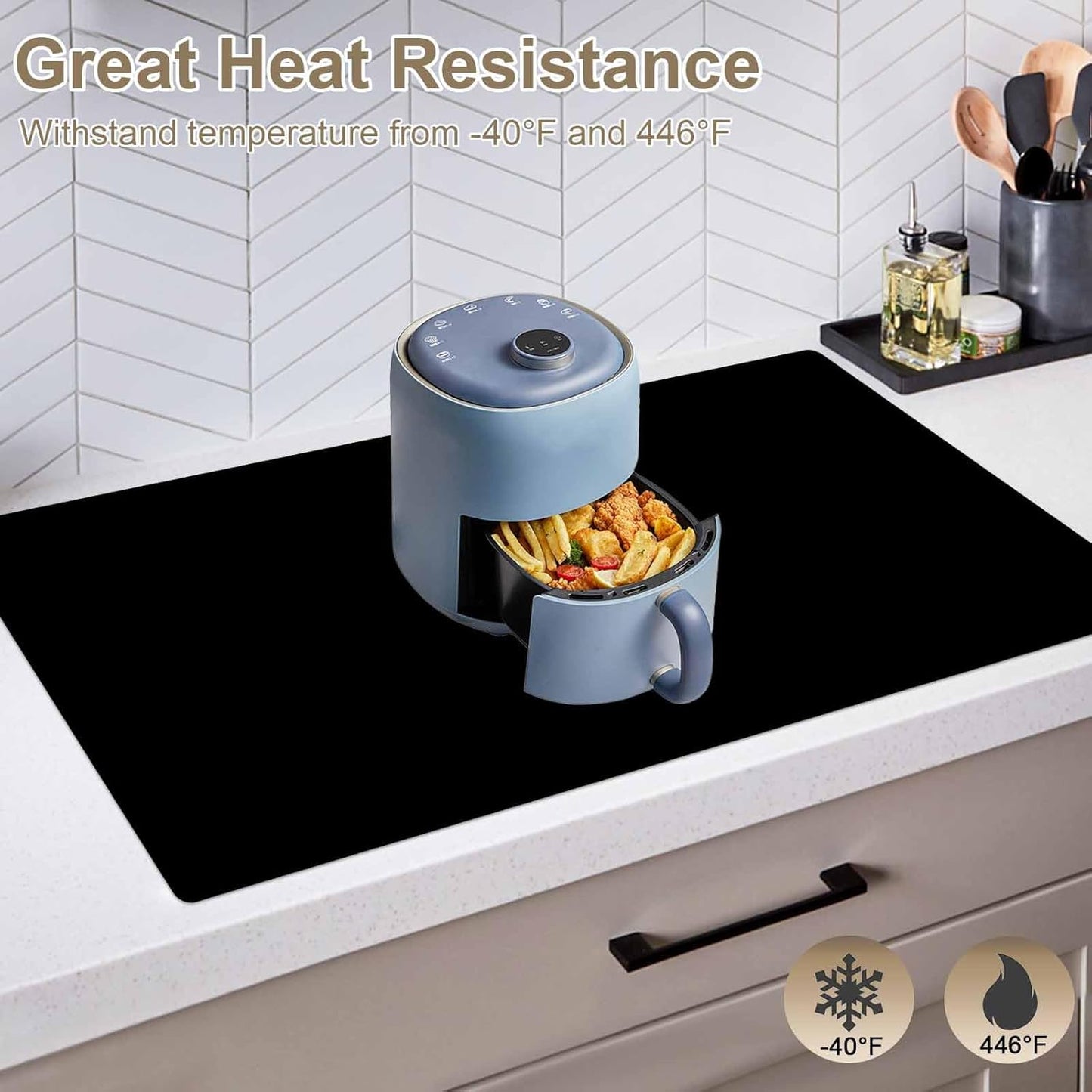 Skiennix Large Silicone Kitchen Counter Mat - Heat Resistant, Non-Slip, Waterproof | 120"x24" (305cmx60cm)