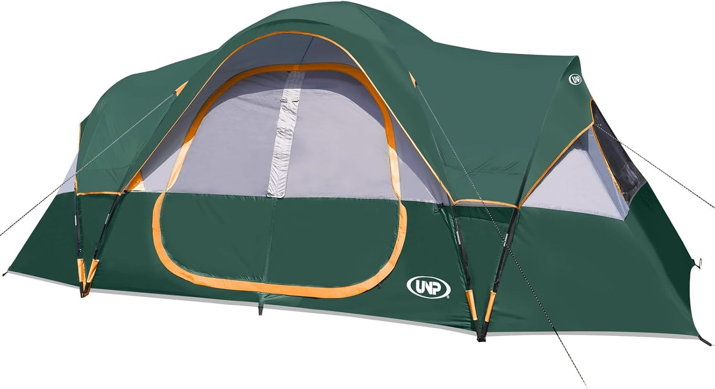 UNP Camping Tent - Spacious 10-Person Family Tent with 5 Large Mesh Windows | Waterproof & Weather Resistant, 18ft x 9ft x 78in