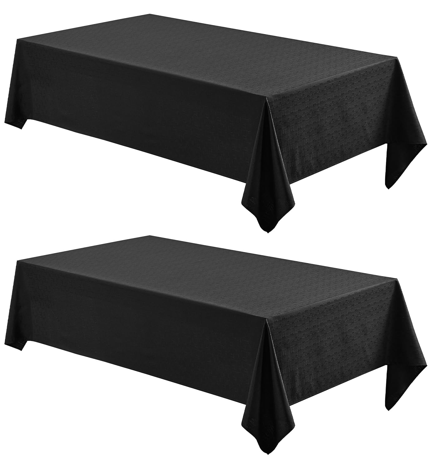 Veblandy 2 Pack Rectangle Tablecloth, 52x70 inch, Water Resistant Wrinkle Free Linen Textured Table Cloth Washable, Decorative Fabric Table Cover for Dining, Party and Camping, Black