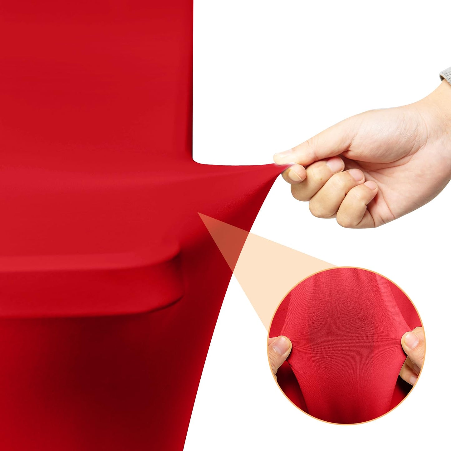 2 Pack 6 Feet Red Spandex Tablecloth for Rectangular Tables, Fitted & Stretch, Washable, Wrinkle Resistant, Perfect for Event, Wedding, Party, Banquet, Cocktail, Festival, and Table Protector