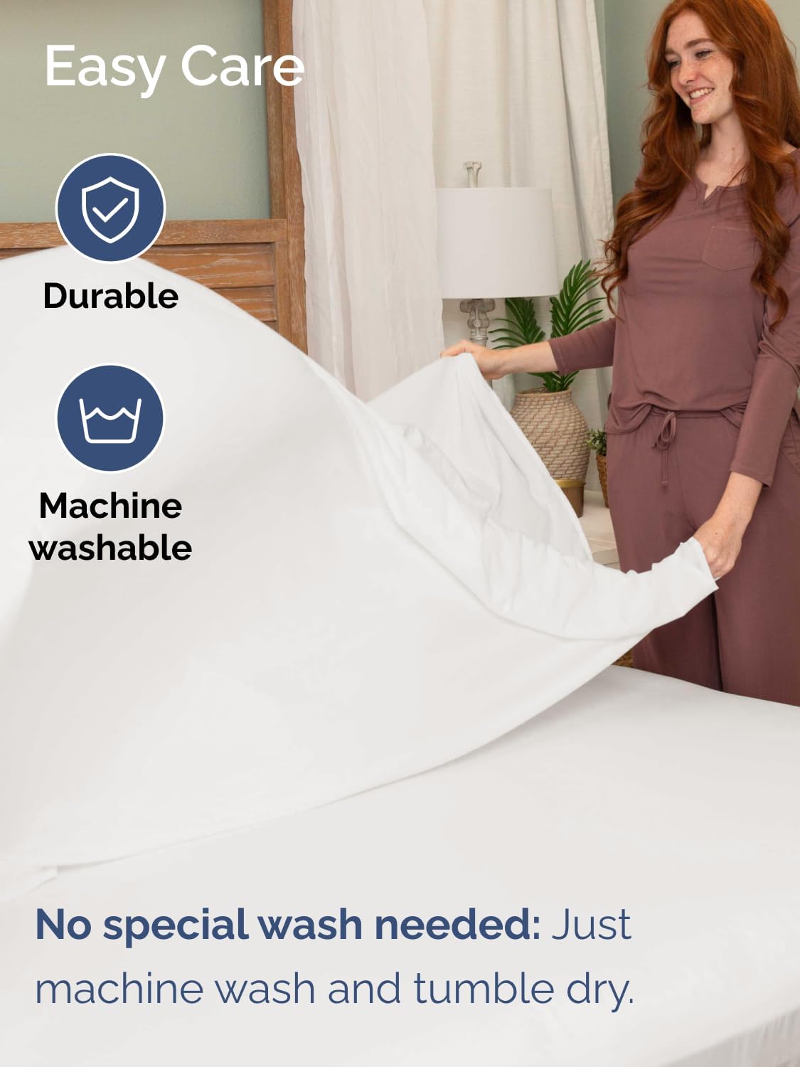 Skiennix Extra Deep Split King Sheet Set - 7 Piece Cooling Bedding - Soft, Wrinkle-Free, Antique White