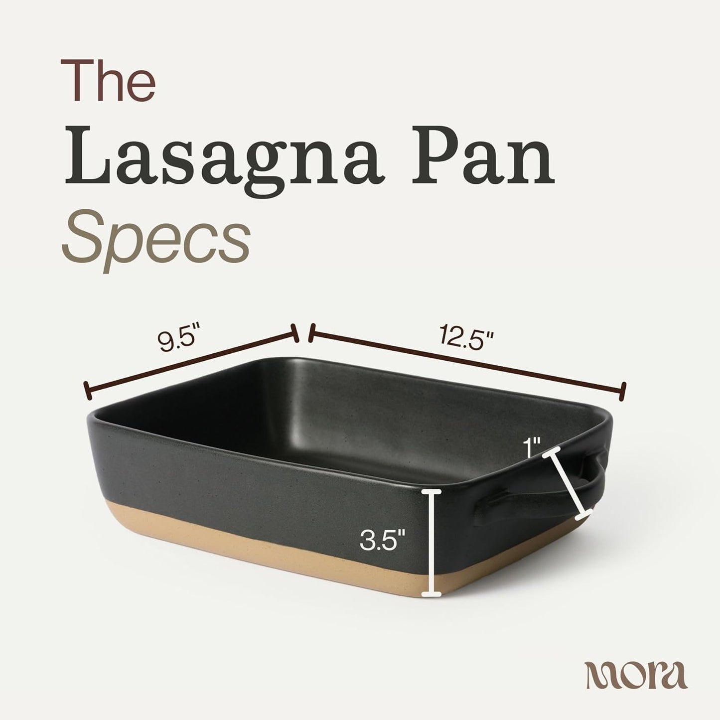 Mora Ceramic Baking Dish - Large 9x13 in Extra Deep Casserole Pan | Versatile Porcelain Bakeware in Liquorice