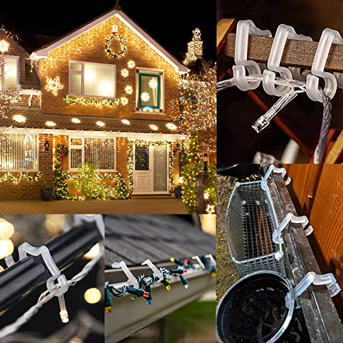 100 Pcs Outdoor Light Clips Hooks for String Lights Gutter Clips for Hanging Christmas Village Accessories