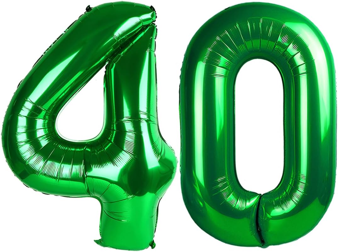 Skiennix 40 Inch Dark Green Number Balloon - Glamorous 40th Birthday Party Decoration for Men & Women