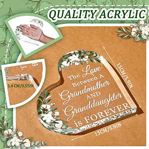 Jetec Grandma Gift Grandma Birthday Gift Acrylic Heart Shape Butterfly Shape Grandmother Sign from Granddaughter Grandson Thoughtful Mother's Day Christmas Ideas(Granddaughter)