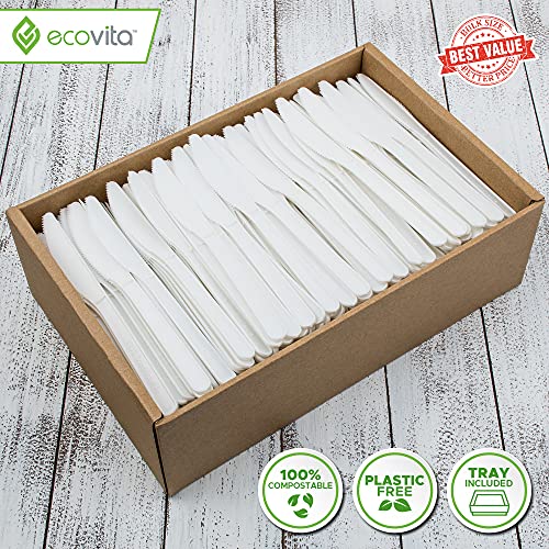 Large Disposable Compostable Knives - 500 Eco-Friendly Heat-Resistant Utensils