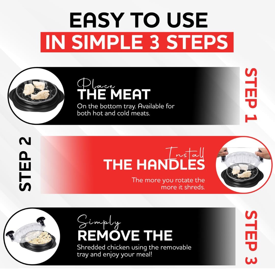 Skiennix Chicken Shredder Tool - Ergonomic Design with Suction Cups & Anti-Slip Handle | Ideal for Shredding Chicken, Pork & Beef
