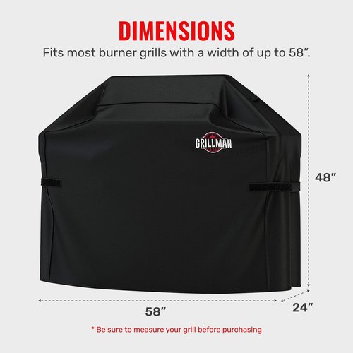 Grillman BBQ Grill Cover - Waterproof, Rip-Proof & Weather-Resistant | Fits 58-Inch Charcoal & Gas Grills (Black)