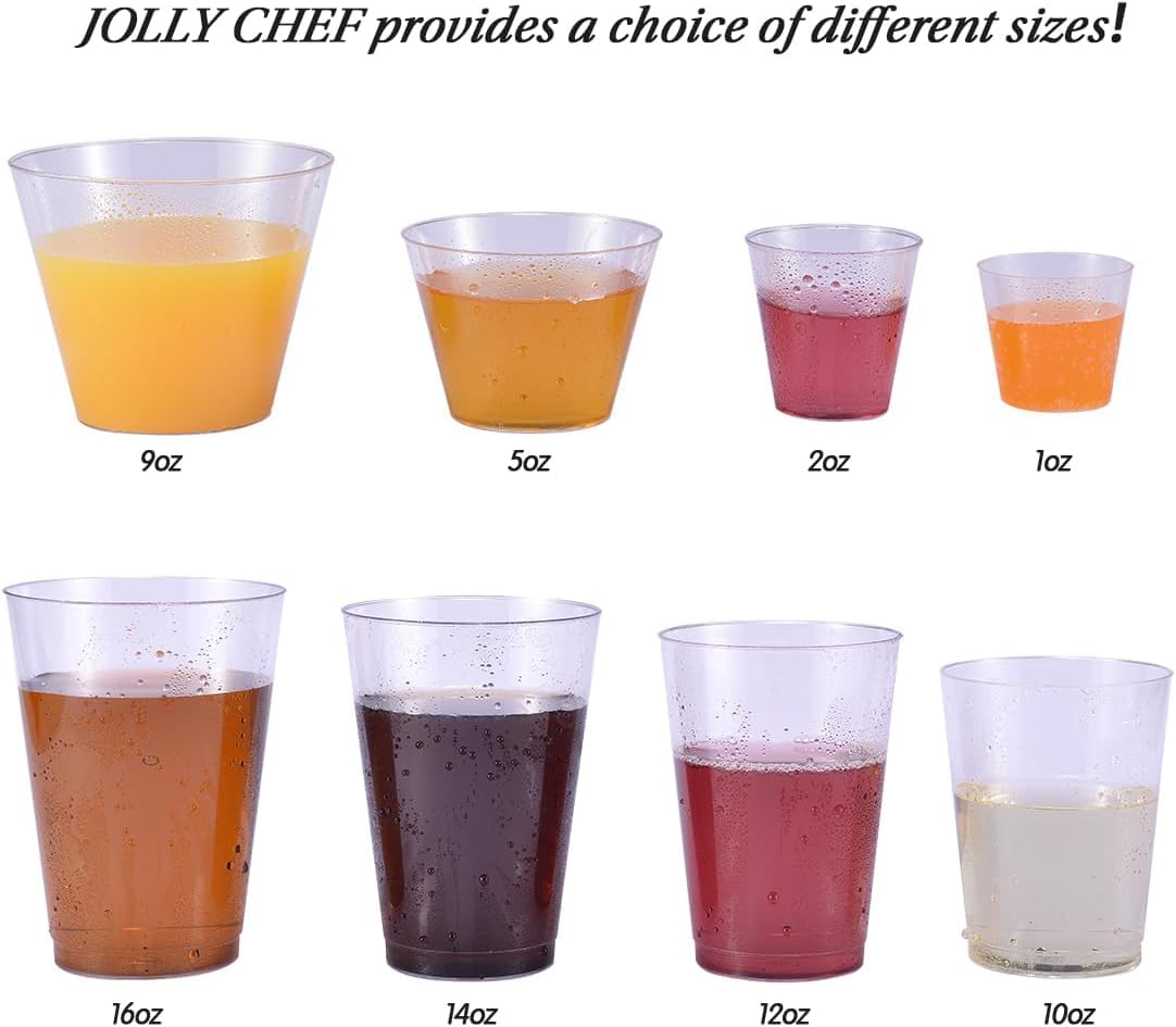 JOLLY CHEF 500 Shot Glasses 2 oz Disposable Cups 2 Ounce Plastic Shot Cups Ideal for Halloween, Thanksgiving, Christmas Party