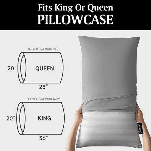 Beautyrest Luxury Goose Feather Pillows - Soft & Supportive 500 Thread Count | Queen 20”x28” (Pack of 2)