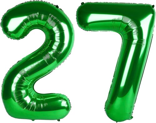 27 Number Balloon - 40 Inch Dark Green - Perfect for Birthday, Wedding, Graduation Celebrations