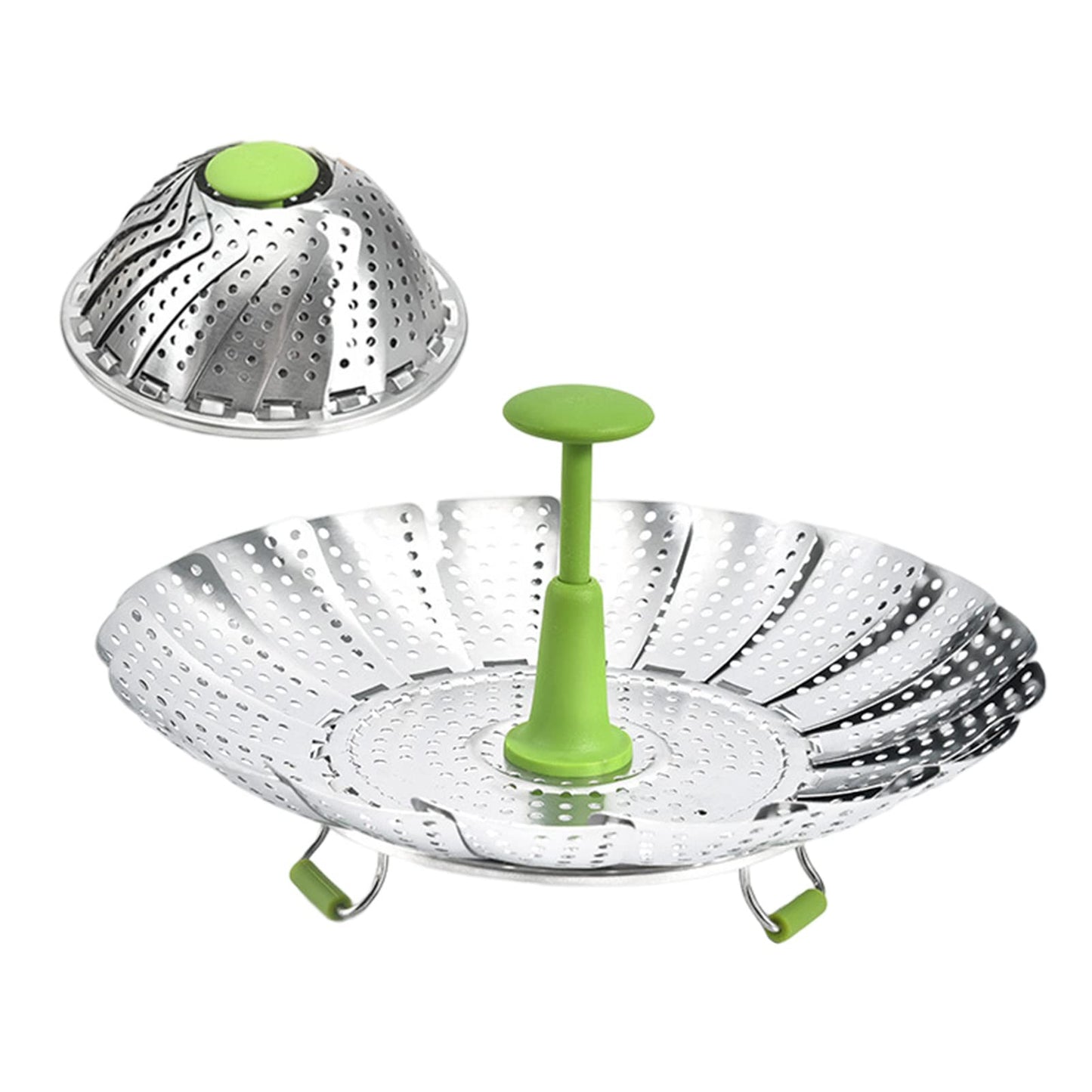 Stainless Steel Expandable Steamer Basket, Adjustable Folding Insert with Handle, Fits Pots from 5.51" to 9.1", Perfect for Cooking Seafood, Vegetables, and Fruits