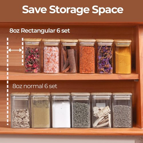 Comsaf Spice Jars - 8 Oz Small Glass Containers with Lids | 6 Pcs for Seasoning & Pantry Storage
