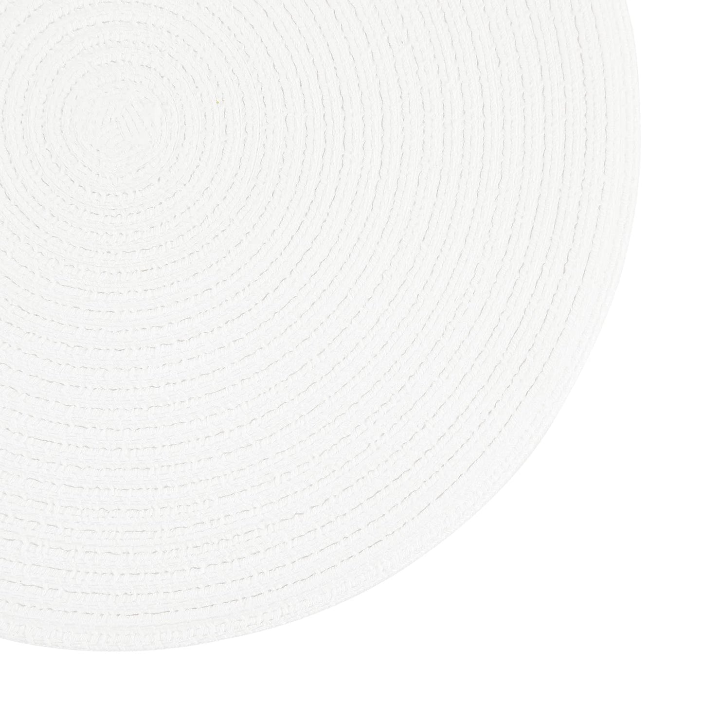 SHACOS Round Braided Placemats Set of 4 Washable Round Table Mats for Dining Table 15 inch (White, 4)