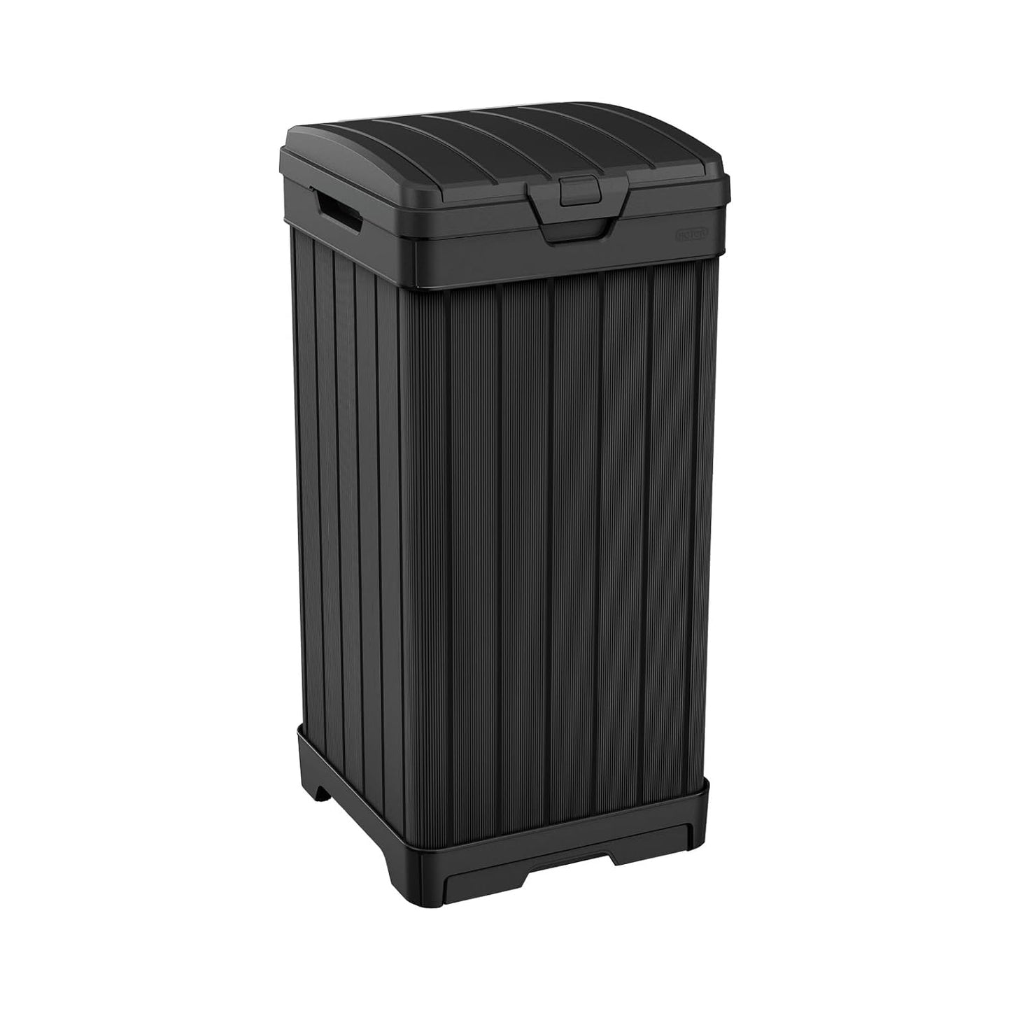 Keter Baltimore 38 Gallon Outdoor Kitchen Trash Can - Resin with Lid & Drip Tray for Easy Cleaning | Black