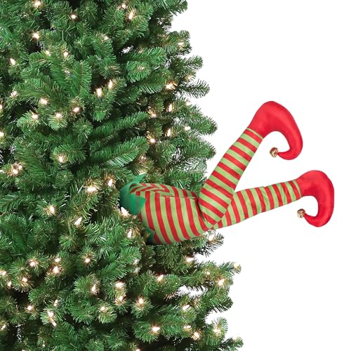Mr. Christmas 16-Inch Animated Elf Kickers with Jingle Bells - Red (Variation: Elf / Tree Kickers)