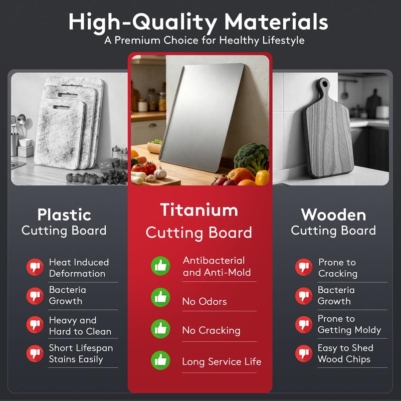 Titanium Cutting Board 15.7x11.8in - Non-Toxic Kitchen Chopping & Baking Surface