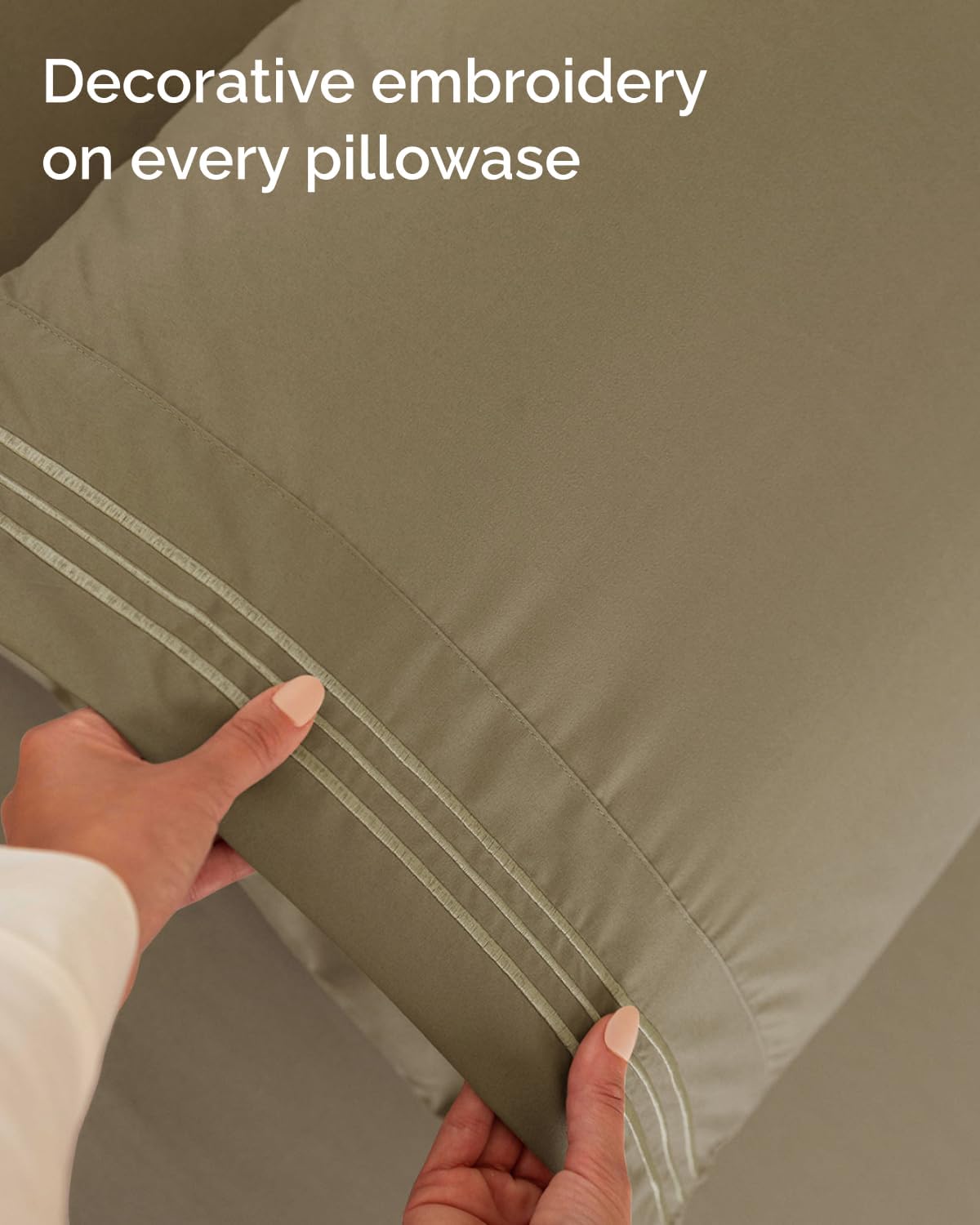 Regine Switzerland Twin XL Sheet Set - Comfy Cooling & Breathable Bedding - Ultra-Soft, Deep Pockets - Khaki