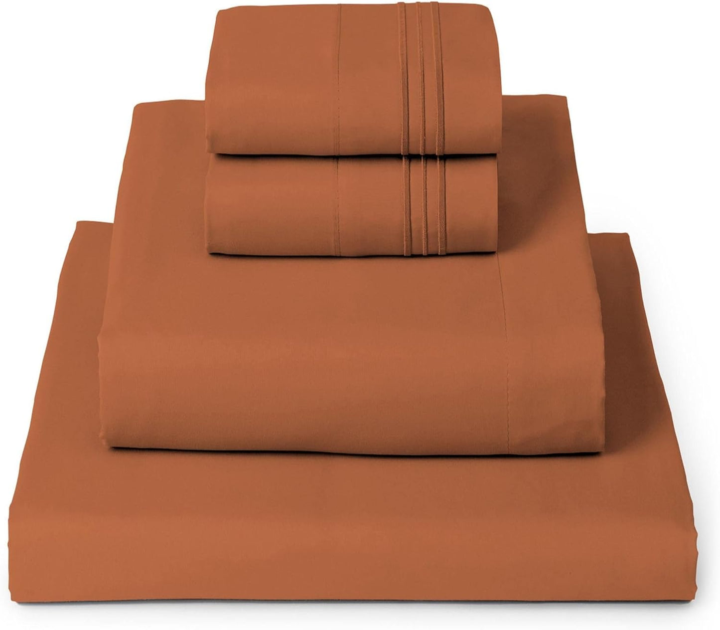 Mellanni California King Sheets Set | 4-Piece Hotel Luxury Bedding - Extra Soft, Cooling, Wrinkle-Resistant (Terracotta)