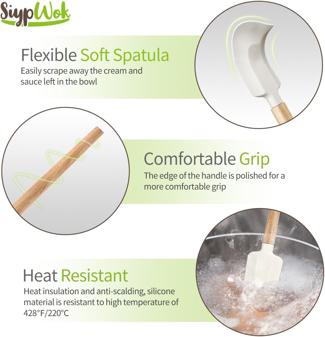 Silicone Spatula Set - Food Grade Rubber Kitchen Tools | 4-Piece Nonstick Heat Resistant Up to 600°F