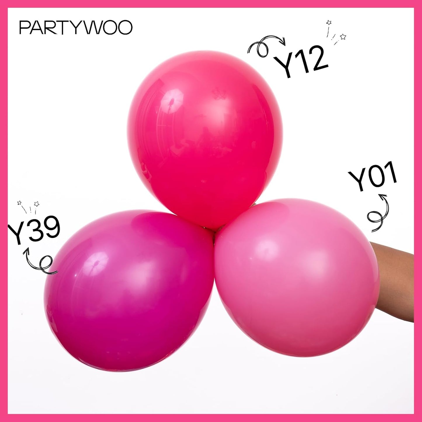 PartyWoo Hot Pink Balloons - 123-Piece Arch Kit with Various Sizes for Weddings & Birthdays