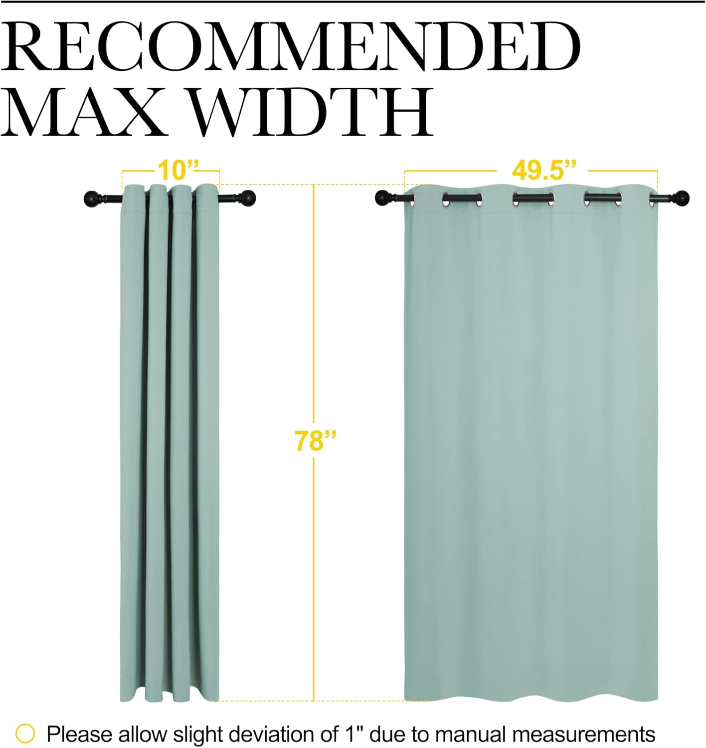 NICETOWN Aqua Blue Blackout Curtains - Sound Reducing & Heat Blocking | 55" Wide x 78" Long, 2 Panels