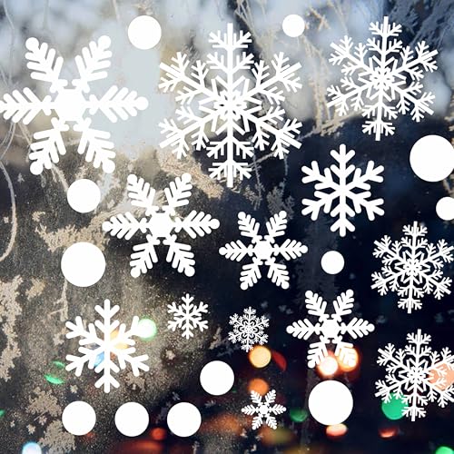 321pcs Christmas Window Decals - 9 Sheets of Snowflakes, Winter & Holiday Designs for Glass Windows