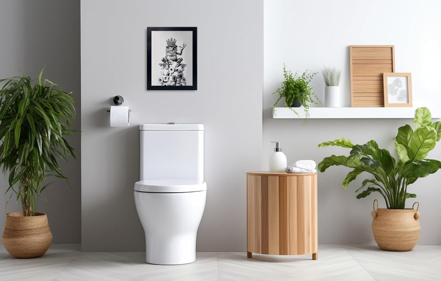 Orvannaatr Bathroom Wall Art - Framed Black and White Frog Design | Playful Decor for Any Bathroom