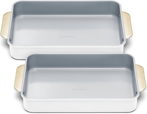 Caraway Non-Stick Ceramic 9”x13” Rectangle Pan Duo - Naturally Slick & Non-Toxic - Ideal for Brownies, Lasagnas & More - White