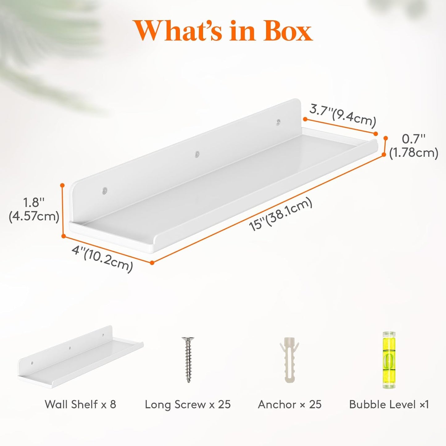 Lifewit Floating Shelves - 15" Acrylic Wall Organizer for Perfume, Makeup & Decor | 8 Pack, White