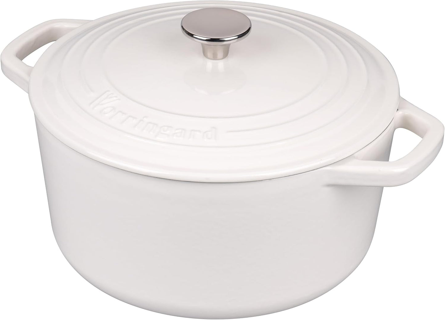 VORRINGARD Enameled Cast Iron Dutch Oven - 6QT Round Bread Baking Pot with Lid & Sourdough Set | White
