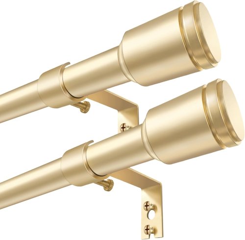 Adjustable Gold Curtain Rods by [Brand Name] | 5/8” Diameter, 30-45 Inch for Small Windows | 2 Pack with Brackets