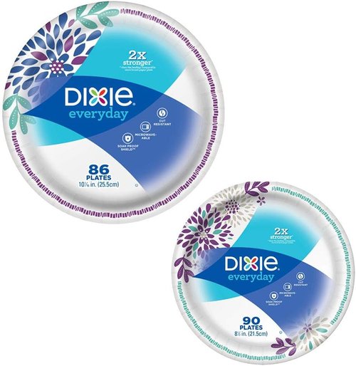 Dixie Everyday Paper Plates Bundle - Large 10 1/16" (86 ct) & Small 8 1/2" (90 ct) | Durable & Stylish