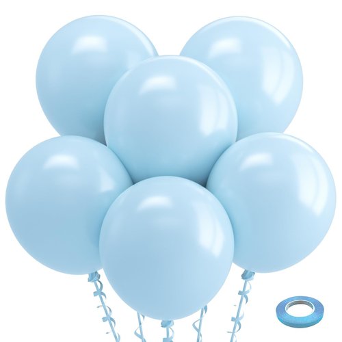 Bezente Pastel Blue Latex Party Balloons - 30 Pack 18 inch Round Helium Light Blue Bridal Blue Balloons for Boys Girls Birthday Bridal Shower Gender Reveal Wedding Anniversary Party Decorations