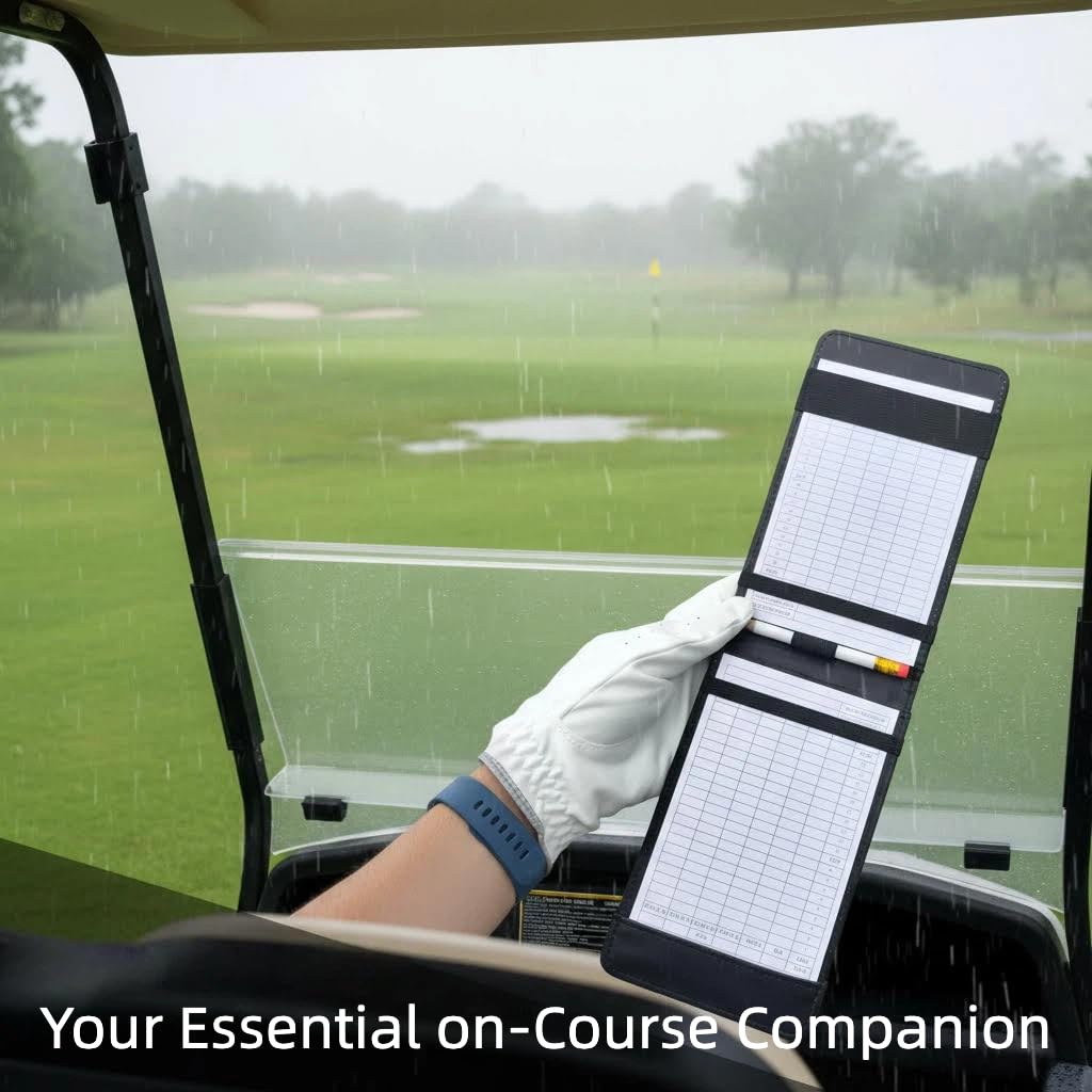 UDPARSCO Golf Scorecard Holder & Yardage Book Cover – Premium Vegan Leather Golf Accessories Case | Ultra-Slim Waterproof Keeper with Pencil Holder | Fits Standard USGA Cards & Yardage Books